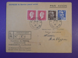 DG5   FRANCE   BELLE LETTRE RARE  1946 PORNICHET A L ILE DE NICOSIA  +AEROPHILATELIE +AFF. INTERESSANT+++ - 1927-1959 Storia Postale