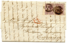 GRANDE BRETAGNE - 6 PX2 SUR LETTRE DE LONDRES POUR L'ESPAGNE, 1861 - Briefe U. Dokumente