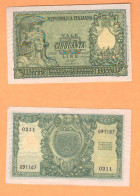 Italia 50 Lire 1944 Italia Elmata Luogotenenza Firme Bolaffi Cavallaro Giovinco Italy Italie Provisional Issues - [ 4] Emissions Provisionelles