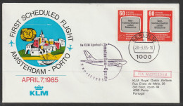 1985, KLM, First Flight Cover, Berlin-Porto Portugal, Feeder Mail - Airmail