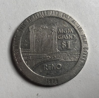 Jeton Etats-Unis - 1 Dollar Gaming Token - MGM Grand Casino RENO 1979 - Autres & Non Classés