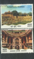 INDIA  - 2017,  SURYA KUND MODHERA & ADALAJ STEPWELL STAMPS SET OF 2, USED. - Used Stamps