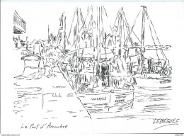 Art & Antiquités > Tableaux > Arcachon Le Port Dessin Encre De Bernard Le Beguec - Drawings