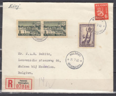 Aangetekende Brief Van Helsinki Helsingfors Naar Muizen (Belgie) - Lettres & Documents