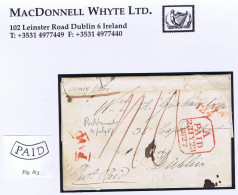 Ireland Registration Derry 1827 "Money Letter" To Dublin Paid Double "1/10" With Arc PAID Of Coleraine COLERAIN/124 - Voorfilatelie
