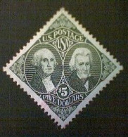 United States, Scott #2592, Used(o), 1994, Washington And Jackson, $5.00, Slate Green - Usados