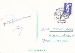 1996--Cachet Commémoratif -DIJON-21--1er Jour De La Flamme Dijon-Grangier--fleurs--toucan Au Verso - Commemorative Postmarks