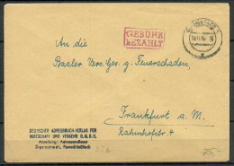 Germany Deutschland 1946 (1948?) Stempel "Gebühr Bezahlt" Auf Brief DARMSTADT Nach Basel Schweiz - Notausgaben Amerikanische Zone