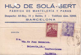 TARJETA COMERCIAL 1941   BARCELONA  A  VALENCIA - Other & Unclassified