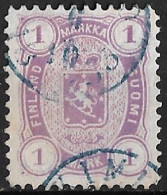 FINLAND : 1875 / 1882 Weapon 1 M Violet Perforation 12½ Michel 19 B Y - Usados