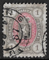 FINLAND : 1885 Weapon 1 M Grey / Rosered Perforation 12½ Michel 24 - Usados