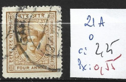 ETATS PRINCIERS DE L'INDE HOLKAR 21A Oblitéré Côte 2.25 € - Holkar