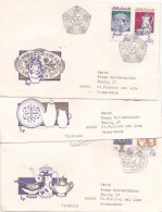 PORTELAIN  3 COVERS FDC  CIRCULATED 1977 Tchécoslovaquie - Lettres & Documents