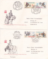 EXHIBITION PRAGUE HORSES  2 COVERS FDC  CIRCULATED 1977 Tchécoslovaquie - Covers & Documents