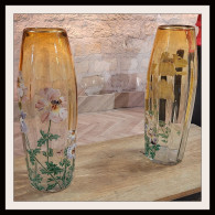 Paire De Superbes Vases Legras En Verre - Motif Floral - #AffairesConclues - Vasi