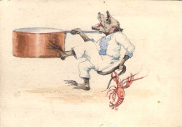 Image Illustrée D'un Singe Cuistot Pincé à La Queue Par Le Homard Qu'il Devait Cuire Humour - Andere & Zonder Classificatie