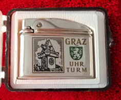 TCW ROYAL AUSTRIA+VINTAGE BENZIN LIGHTER+GRAZ UHR TURM - Autres & Non Classés