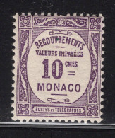 Monaco 1925 Single Postage Due Numeral Stamps - Inscription "RECOUVREMENTS" In Unmounted Mint - Impuesto