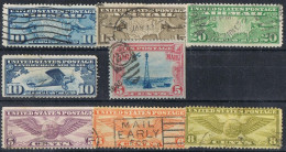 Lote 8 Sellos Correo Areeo U.S.A. (United States), Yvert Num 7-8-9-10-11-12-15A-16 º - 1a. 1918-1940 Afgestempeld