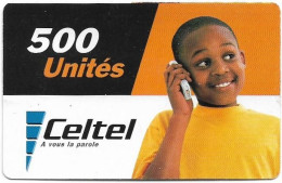 Congo Republic (Kinshasa) - Celtel - Young Boy At Phone (Reverse 2), Exp. 31.12.2004, GSM Refill 500Units, Used - Congo