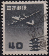 1953 Japan-Nippon Air Mail ° Mi:JP 600A, Sn:JP C29, Yt:JP PA26,Douglas DC-4 Over The Horyu-ji Pagoda, Nara 40¥ - Used Stamps