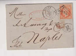 STORIA POSTALE ROUEN  PER NAPOLI 1867 - Naples