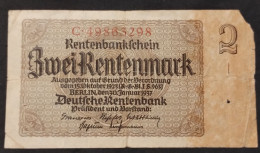 Alemania (Germany) – Billete Banknote De 2 Rentenmark – 30.1.1937 – Serie De 8 Dígitos - 5 Reichsmark