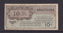 UNITED STATES - 1946 Military Payment Certificate 10 Cents Circulated Banknote - 1946 - Series 461