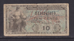 UNITED STATES - 1951 Military Payment Certificate 10 Cents Circulated Banknote - 1951-1954 - Series 481