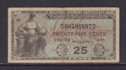 UNITED STATES - 1951 Military Payment Certificate 25 Cents Circulated Banknote - 1951-1954 - Reeksen 481