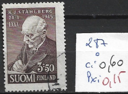 FINLANDE 287 Oblitéré Côte 0.60 € - Used Stamps