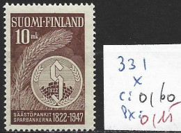 FINLANDE 331 * Côte 0.60 € - Used Stamps