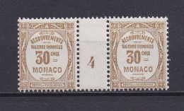 MONACO 1924 TAXE N°15 NEUF** PAIRE AVEC MILLESIMES 4 - Impuesto