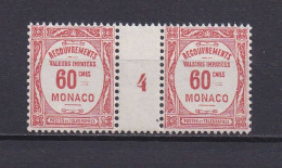 MONACO 1924 TAXE N°16 NEUF** PAIRE AVEC MILLESIMES 4 - Impuesto