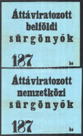 187. (?) 2 Db Kék Színű Távirati Gyűjtőcsomag-fedlap Belföldii és Nemzetközi Sürgönyökhöz (eddig Ismeretlen Távirati Nyo - Autres & Non Classés