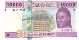 C.A.S. CHAD LETTER C  P610Ca 10.000  Or 10000 Francs 2002 SIGNATURE 5 = FIRST SIGNATURE   VF  NO P.h. - Centraal-Afrikaanse Staten