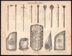 Cca 1900 Magyar Fegyverek I-II, Nyomat, Pallas Nagy Lexikona, Bp., Posner-ny., 30x24 Cm és 15x23 Cm - Sonstige & Ohne Zuordnung