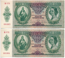 1936. 10P (2x) Sorszámkövetők "B 579 081863 - B 579 081864" T:VF Adamo P9 - Non Classificati