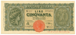 50 LIRE ITALIA TURRITA TESTINA SERIE SOSTITUTIVA W227 10/12/1944 BB/SPL - Regno D'Italia – Autres