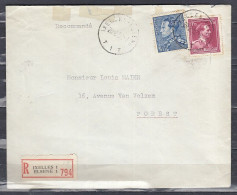 Aangetekende Brief Van Ixelles-Elsene T1T Naar Forest - 1936-51 Poortman