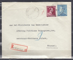 Aangetekende Brief Van Herentals C Naar Brussel - 1936-1951 Poortman