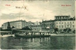T3 1910 Pola, Pula; Molo Bellona, Hotel Miramar. G. Costalunga (szakadás / Tear) - Non Classificati