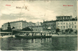 T3 1910 Pola, Pula; Molo Bellona, Hotel Miramar. G. Costalunga (szakadás / Tear) - Non Classés