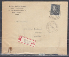 Aangetekende Brief Van Bruxelles 19D Brussel Naar Binche - 1936-51 Poortman