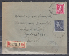 Aangetekende Brief Van Tienen E1E Naar Brussel - 1936-1951 Poortman