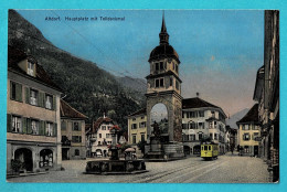 * Altdorf (Uri - Suisse - Schweiz) * (E. Goetz, Kunstanstalt Luzern 5624) Hauptplatz Mit Telidenkmal, Tram, Vicinal, Old - Altdorf