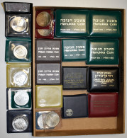 Israel: 36 Silber Gedenkmünzen Aus Israel Um 1974/1975. Einige Mehrfach Vorhande - Israël