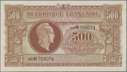 France: Trésor Central, Series ND(1944), Pair With 500 Francs (P.106, XF/XF+, Pi - 1955-1959 Opdruk ''Nouveaux Francs''