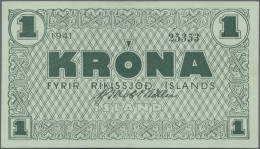 Iceland: Treasury And State Bank Of Iceland, Lot With 4 Banknotes, Series 1941, - Island