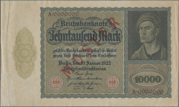 Deutschland - Deutsches Reich Bis 1945: Reichsbanknote 10.000 Mark 1922 MUSTER, - Other & Unclassified